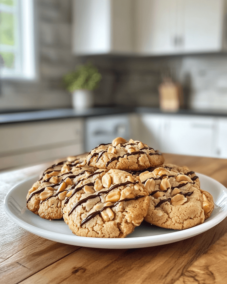 Freshly baked air fryer peanut butter cookies on a cooling rack